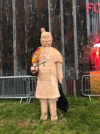 Statue With Bin Bag And Grabber