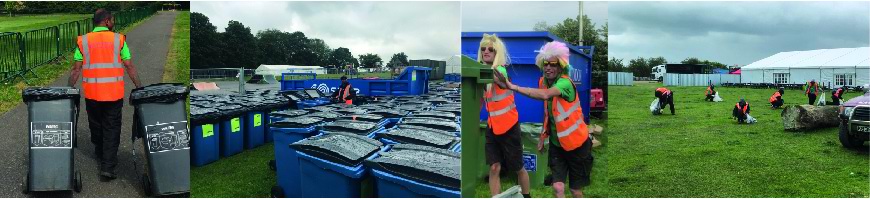 DC Site Services staff managing the litter, recycling and waste at Stone Roses in 2013