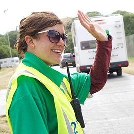 DC Site Services car parking staff managing traffic at the Glastonbury Festival