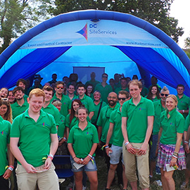 DC Site Services event staff after briefing at the 2014 Glastonbury Festival