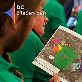 DC Site Services event staff in a briefing at Glastonbury Festival