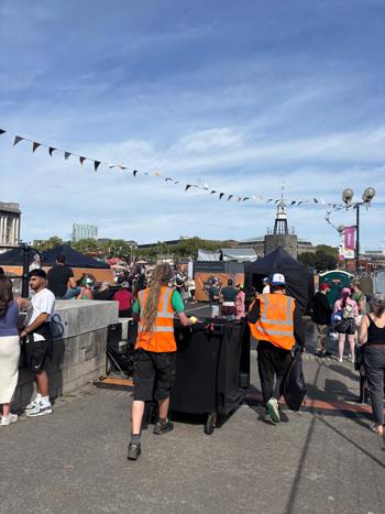 Matt And Nathan Pushing Bin