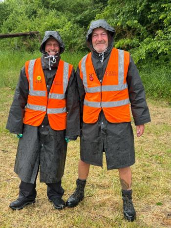 Steve And John In Rain Macs